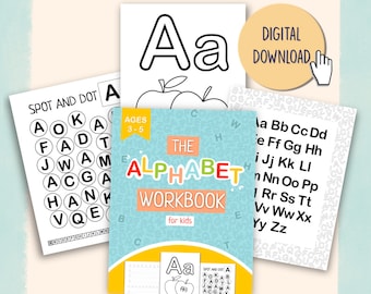 Livro de Atividades do Alfabeto para Crianças de 3 a 5 Anos | Mais de 100 Páginas para Imprimir | Reconhecimento, Traçado e Colorir de Letras | Aprendizado Pré-Escolar (PDF)
