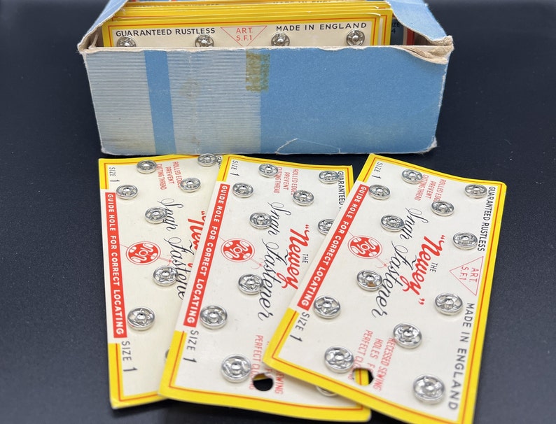 Newey Snap Fastener Vintage Haberdashery Metal Size 1 on Original Card