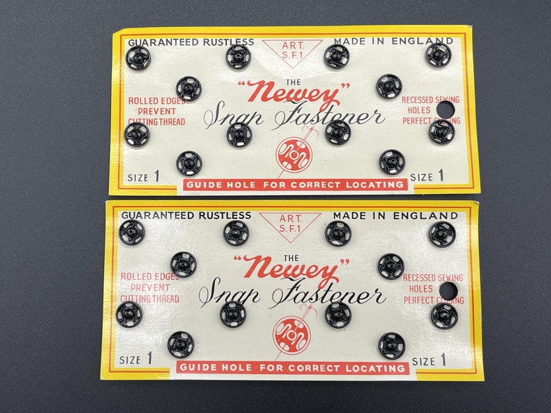 Newey Snap Fastener Vintage Haberdashery Metal Size 1 on Original Card