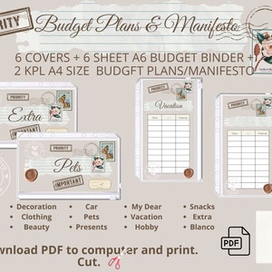 Beautiful Binder Covers, Sinking Fund Tracker, Manifesto, Budget Plan, Planner Cover, بيندر كوير,  A6, Printable