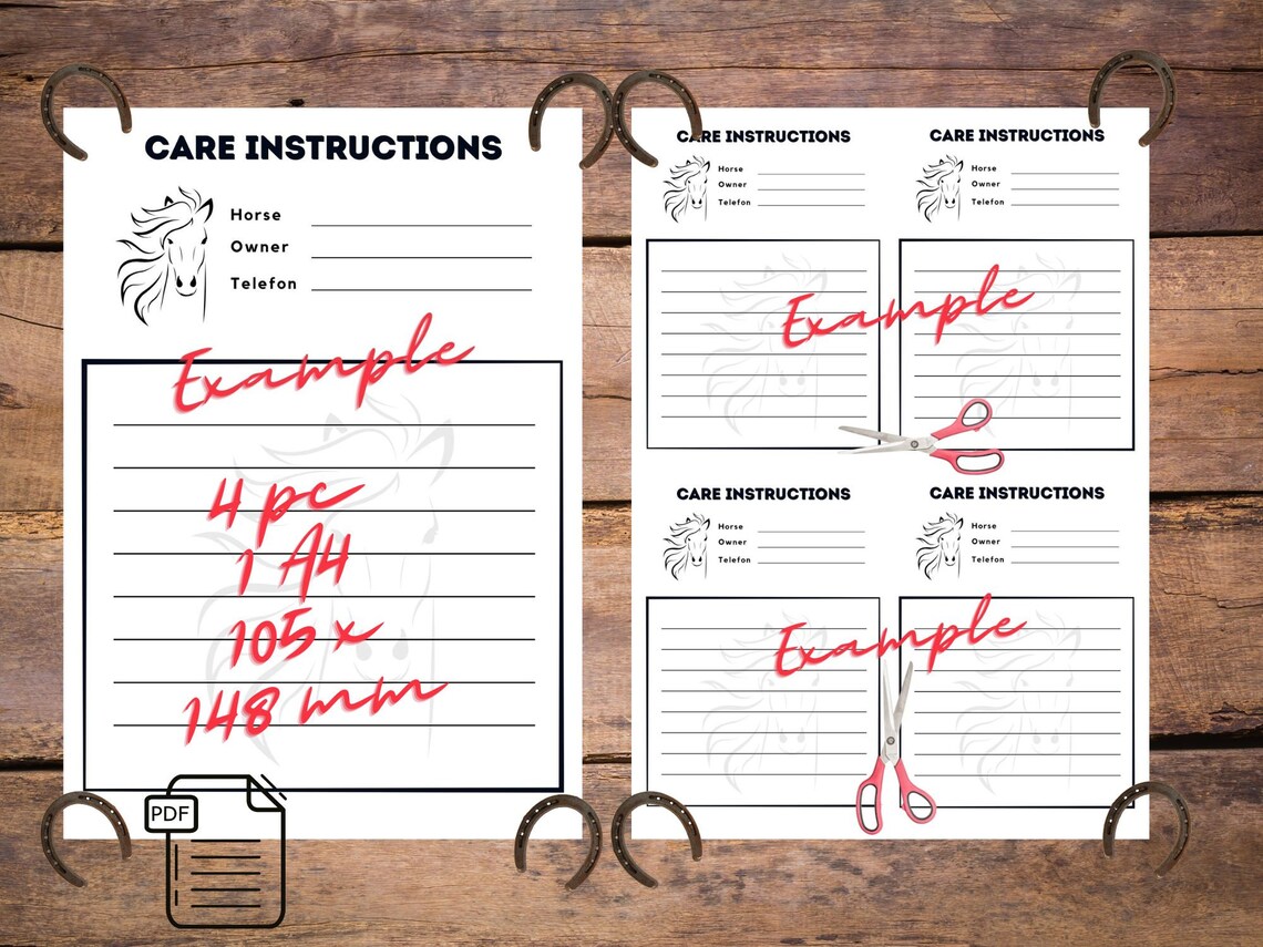 Printable Horse Care, Horse Planner, Horse Day Care, Horse Foodplanner ...