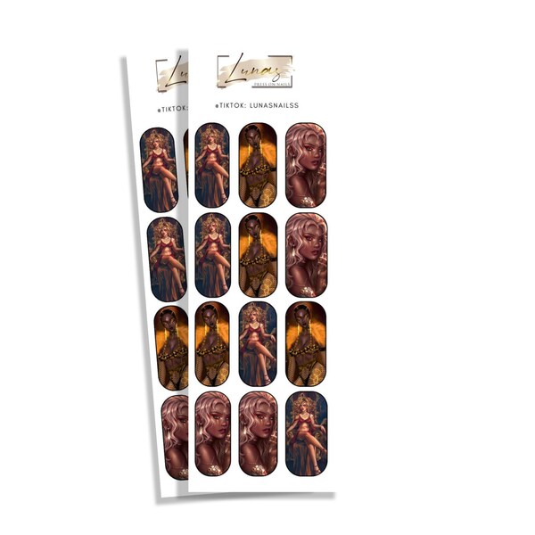 Waterslide Nail Decals, Waterslide Nail Wraps, Leo Goddess Nail Decals, Zodiac Nail Decals, Nail Art, Nail Supplies