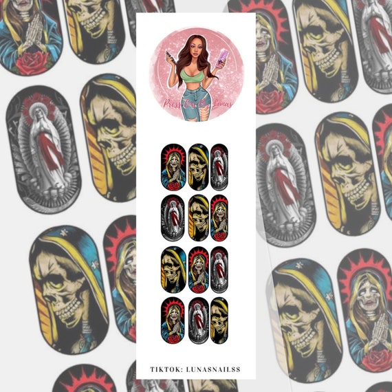 Santa Muerte Nail Decals Nail Art Waterslide Decals for Etsy