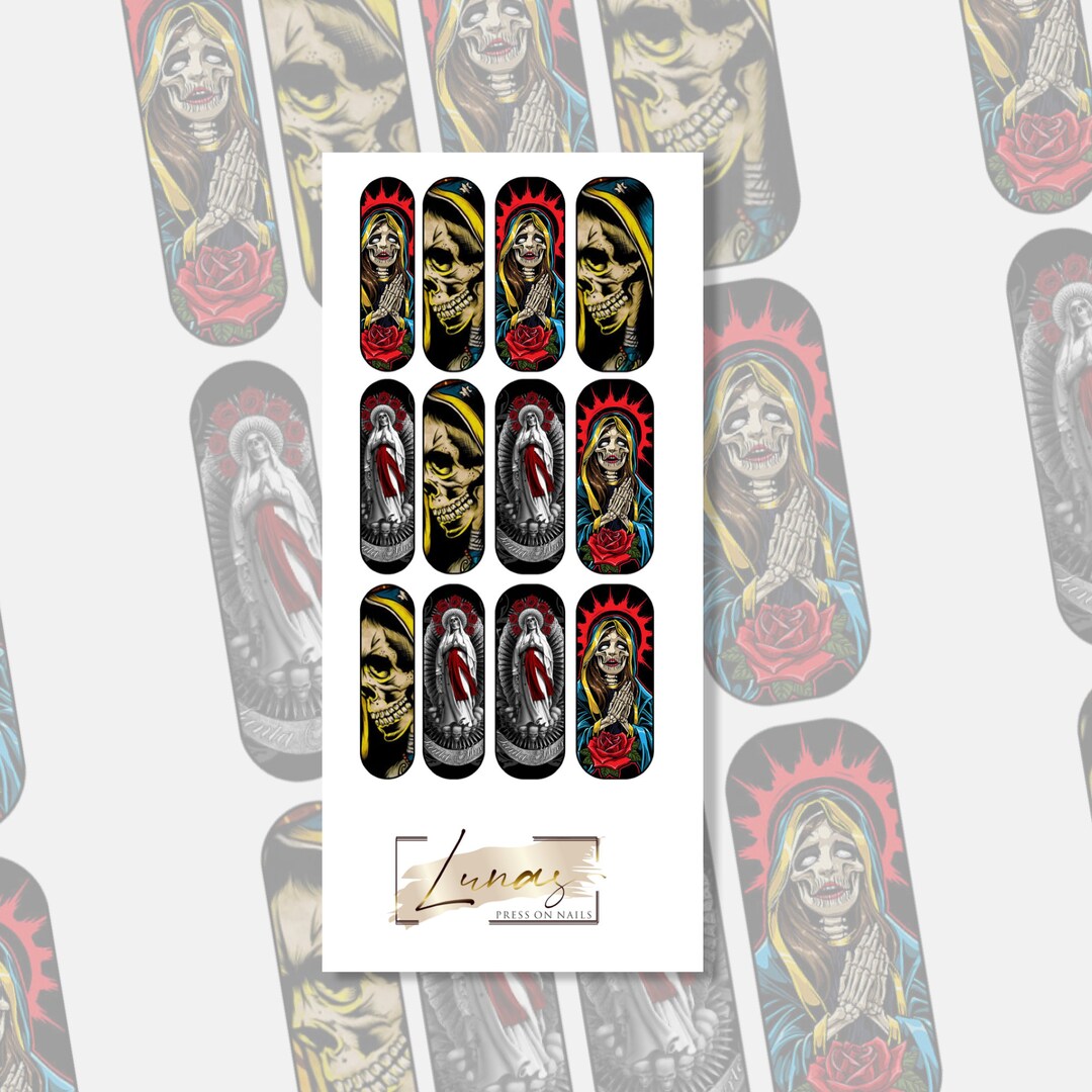 Santa Muerte Nail Decals Nail Art Waterslide Decals for Etsy