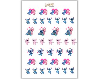 Stitch and Angel Nail Decals | Waterslide Nail Decals | Valentines Day Nail Decals | Nail Art | Nail Tools