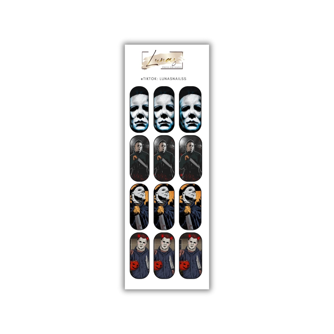 Waterslide Nail Decals, Michael Myers Nail Wraps, Halloween Nail Decals