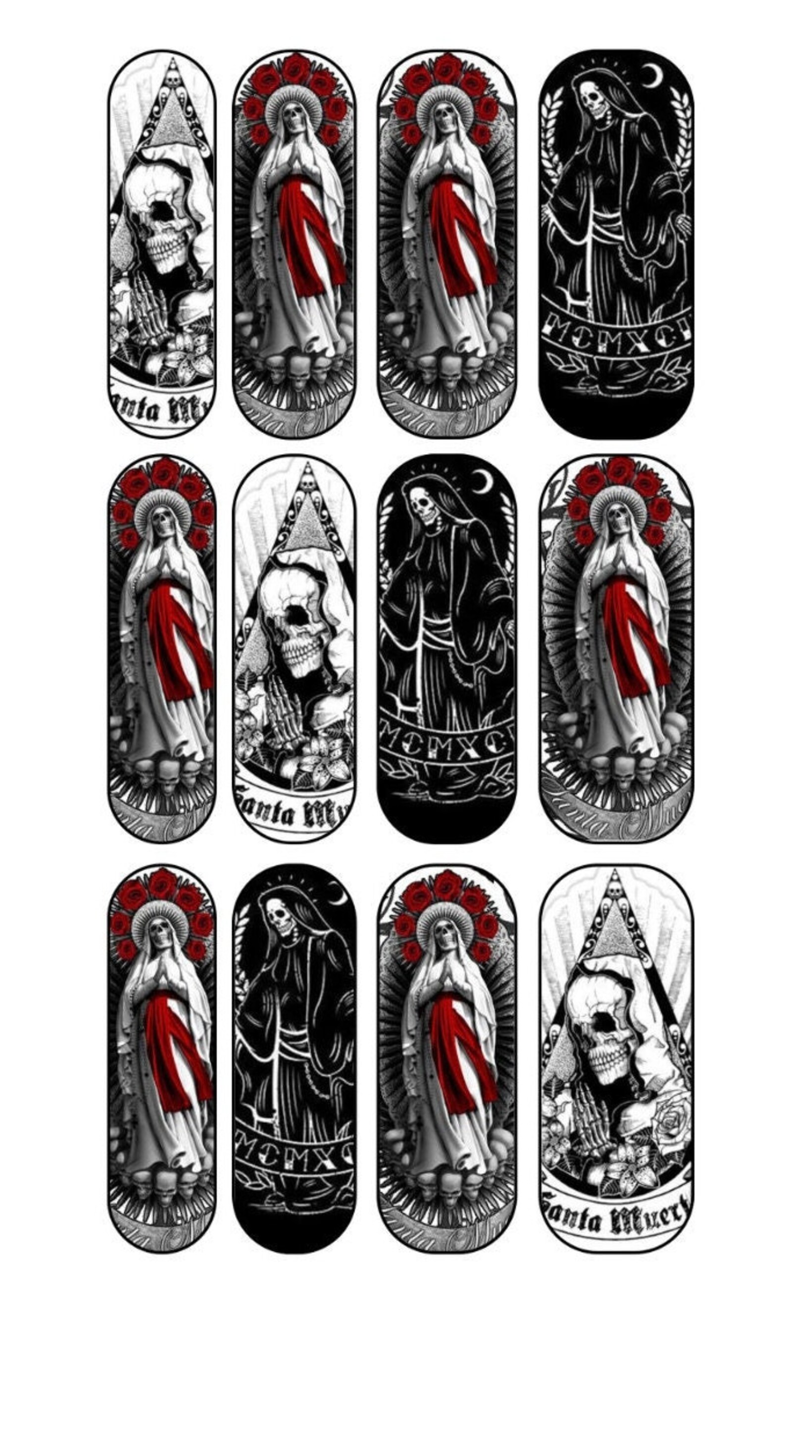 Santa Muerte Nail Decals Waterslide Nail Decals Halloween Etsy