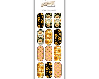 Waterslide Nail Decals, Waterslide Nail Wraps, Sunflower Nail Decals, Sunflower Nail Art, Spring Nail Decals, Water Transfer Nail Decals