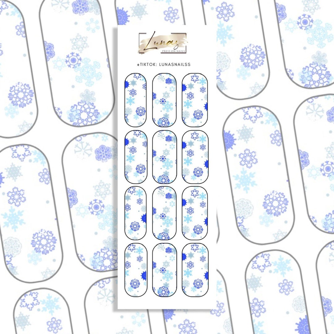 Blue Snowflake Nail Decals, Snowflake Waterslide Nail Decals, Nail