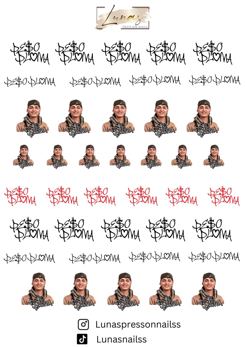 Waterslide Nail Decals Decals for Nails Peso Pluma Nails Etsy