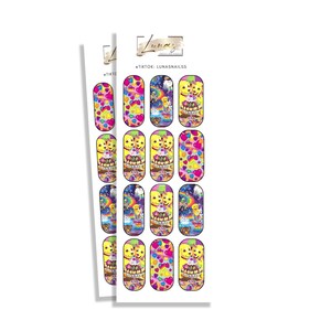 Waterslide Nail Decals, Lisa Nail Decals, 90s Aesthetic Nail Decals, Decals for Nails, Colorful Nail Decals, Waterslide Nail Wraps image 1