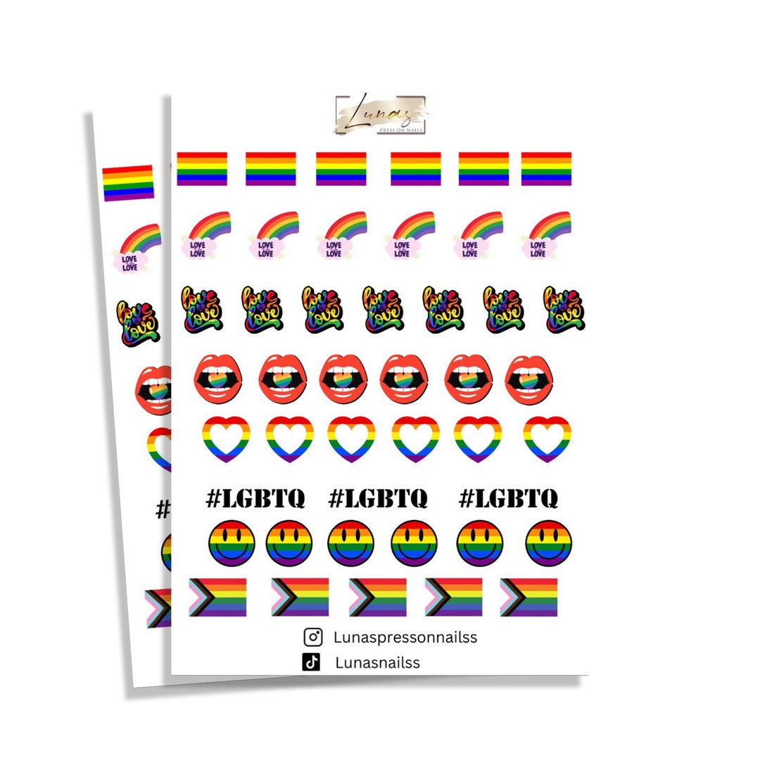 Gay Pride Waterslide Nail Decals, Gay Pride Nail Decals, Gay