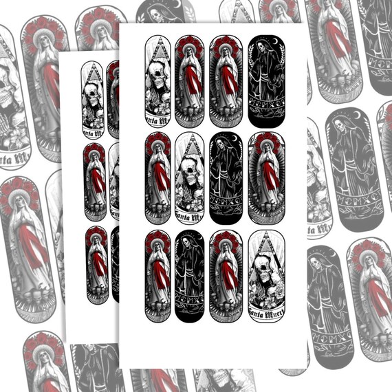 Santa Muerte Nail Decals Waterslide Nail Decals Halloween - Etsy