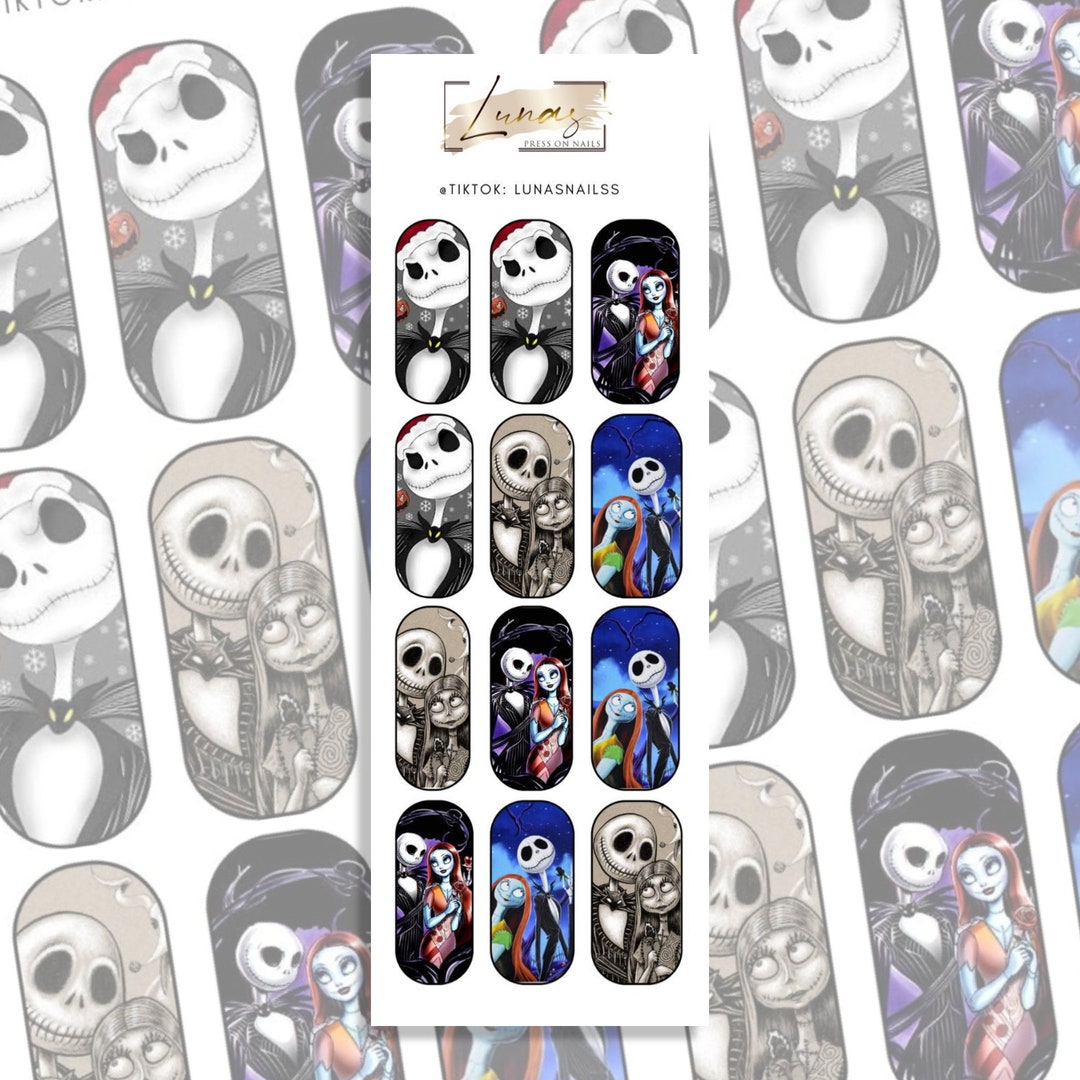 Jack & Sally Waterslide Nail Decals Halloween Nail Decals Etsy