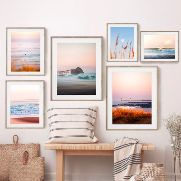 Coastal Gallery Wall Set of 6 Prints Ocean Print Neutral Beach Photography Sunset Beach Art Ocean Photography Landscape Posters Collection