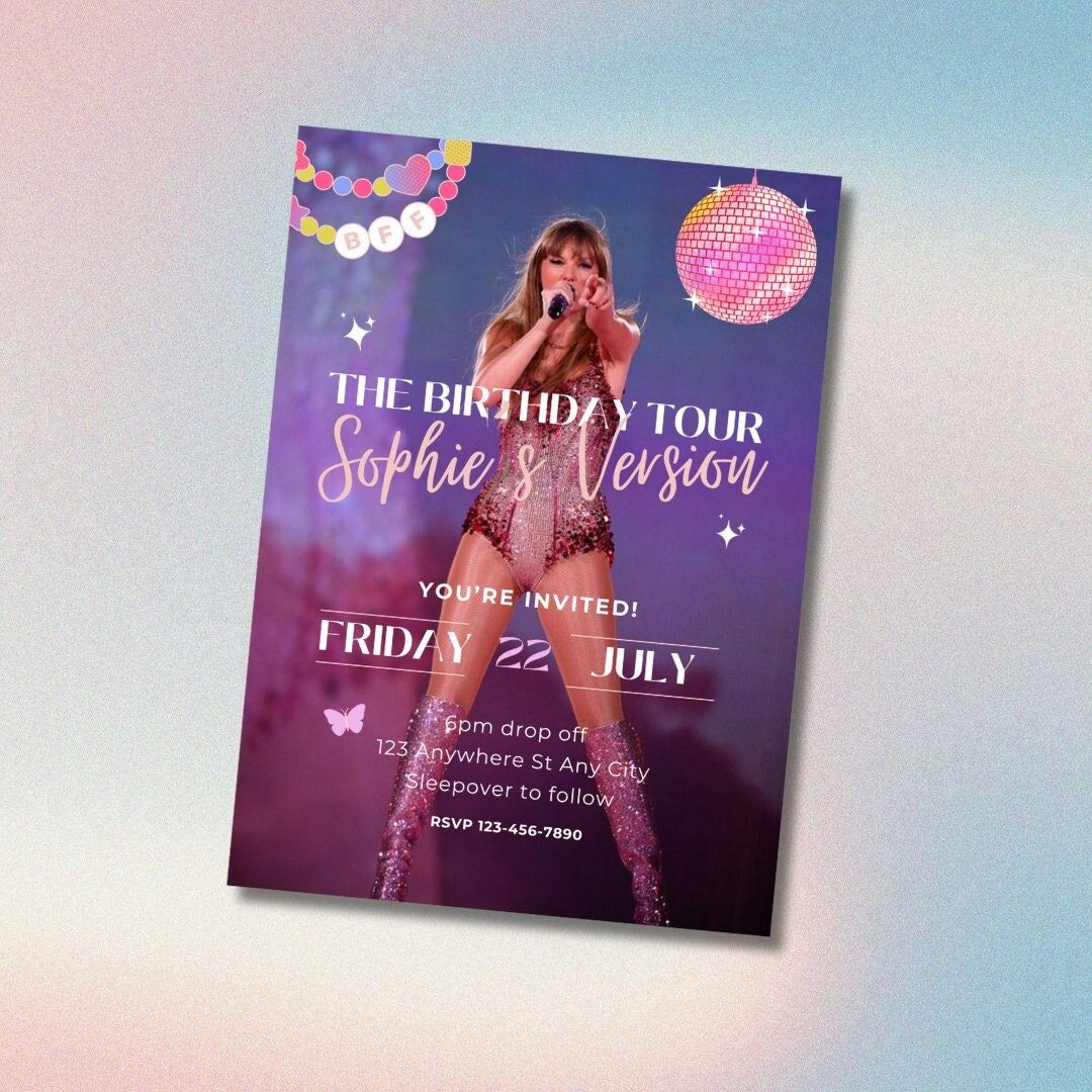 Taylor Swift Eras Birthday Invitation, Editable Canva Template (PDF) Etsy