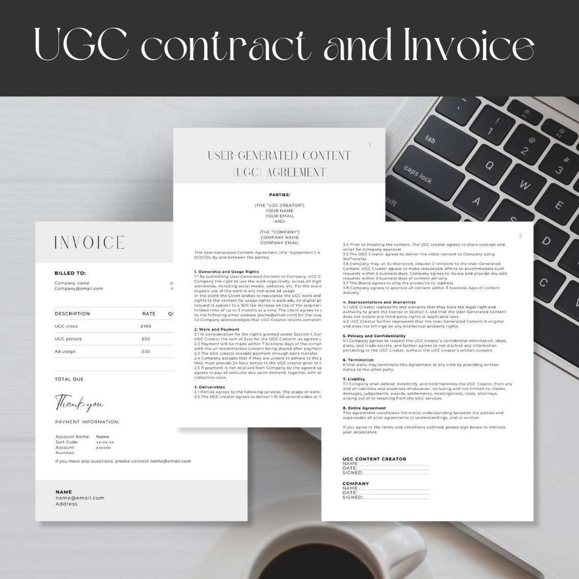 Ugc Contract Example UGC Creator Contract Template, UGC Template, UGC Agreement, Influencer ...