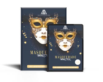 Kit de juego para organizar tu propio baile de máscaras o misterio de asesinato en carnaval para 4 a 14 jugadores
