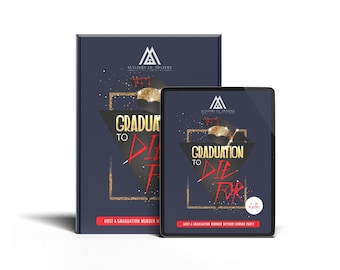 Kit de jogo de mistério de assassinato com tema de formatura para morrer para 4 a 8 jogadores em inglês