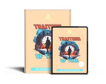 Kit de juego de misterio y asesinato con temática de viajes en el tiempo para 4 a 8 jugadores