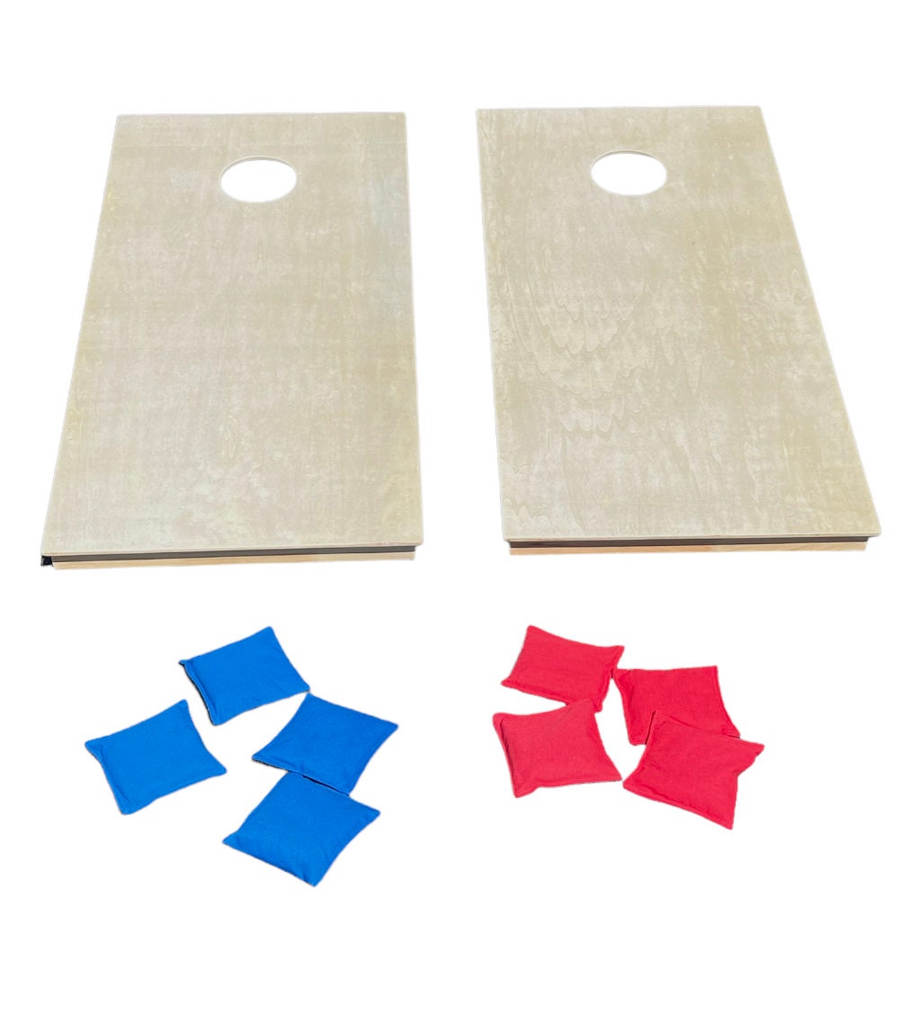 Natural Finish or Customized Solid Wood Regulation 4'x2' Cornhole Set Includes Set of 8 Bags DIY Corn Hole Bean Bag Toss Outdoor Games 2'x4'