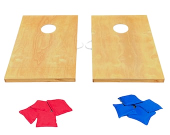 Natural Finish or Customized Solid Wood 3&#39;x2&#39; Cornhole Set Includes Set of 8 Bags DIY Corn Hole Bean Bag Toss Outdoor Games Portable 2&#39;x3&#39;