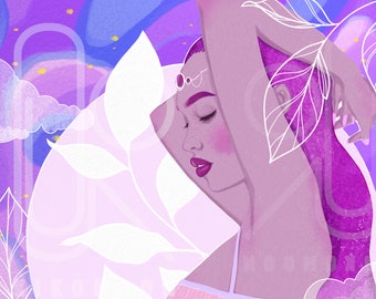 Digital art print "Purple Cotton" - fantasy woman - digital download JPEG