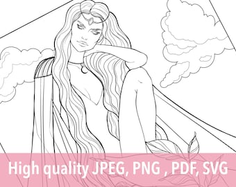 Printable Coloring Page | Fantasy Mystical Woman