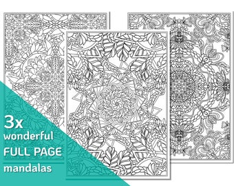 Printable Coloring Pages - 3x Mandalas - Digital Download