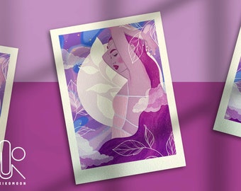 Physical art print "Purple Cotton" - fantasy woman