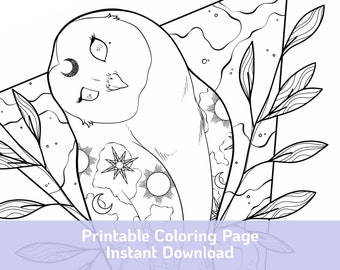 Coloring Page | Printable Instant Download - Fantasy Owl