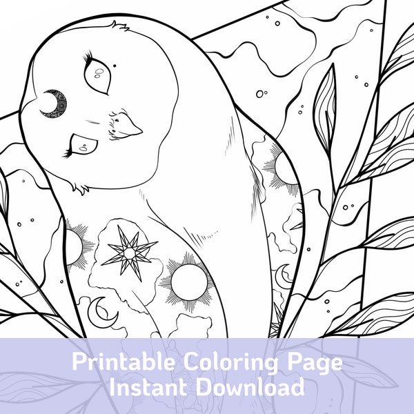 Coloring Page | Printable Instant Download - Fantasy Owl