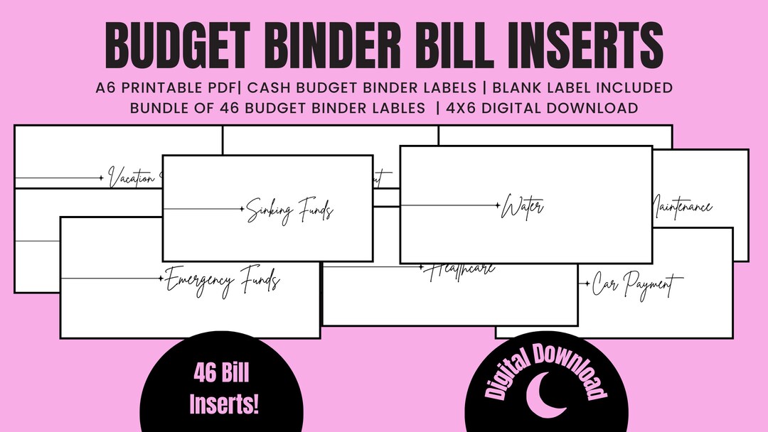 Budget Binder Bill Inserts Printable Bill Inserts 45 Different Bill ...