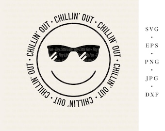 Smiley Gesicht Chillin' Out / svg png dxf eps Dateipaket für Plotter