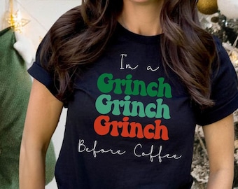 Camisa retrô Grinch de Natal, camisa vintage, camisa de Natal, camisa de férias, camisa engraçada de Natal, camisa de café