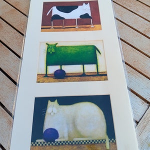 vintage kunstafdruk Daniel Kessler 3 katten