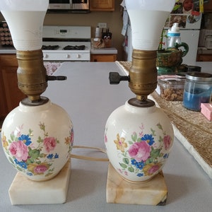 Vintage marble base BRYANT small lamps pair