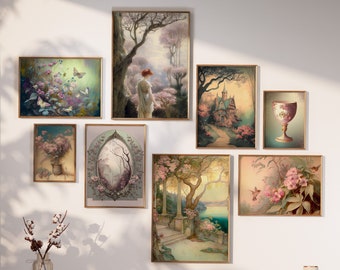 Fairytale Dreamland Whimsical Gallery Wall Vol 1 Illustrations - Set of 8 Pastel home decor pastel printable artworks