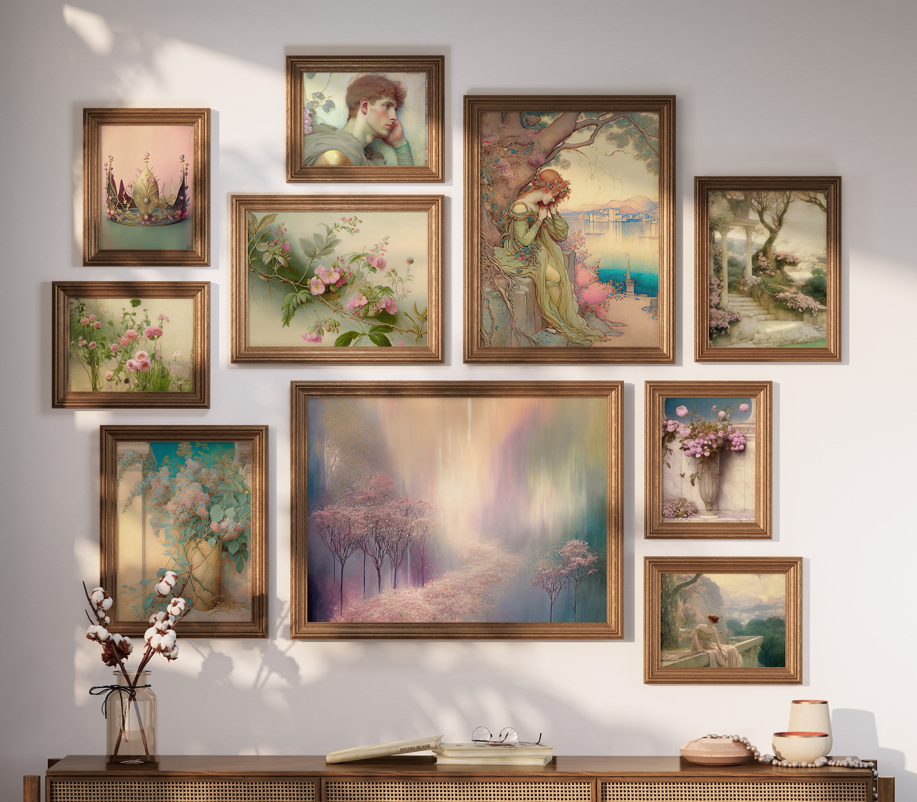 Fairytale Dreamland Whimsical Printable Gallery Wall Illustrations - Set of 10 Vintage Pastel Home Wall Decor Artworks | Digital Downloads