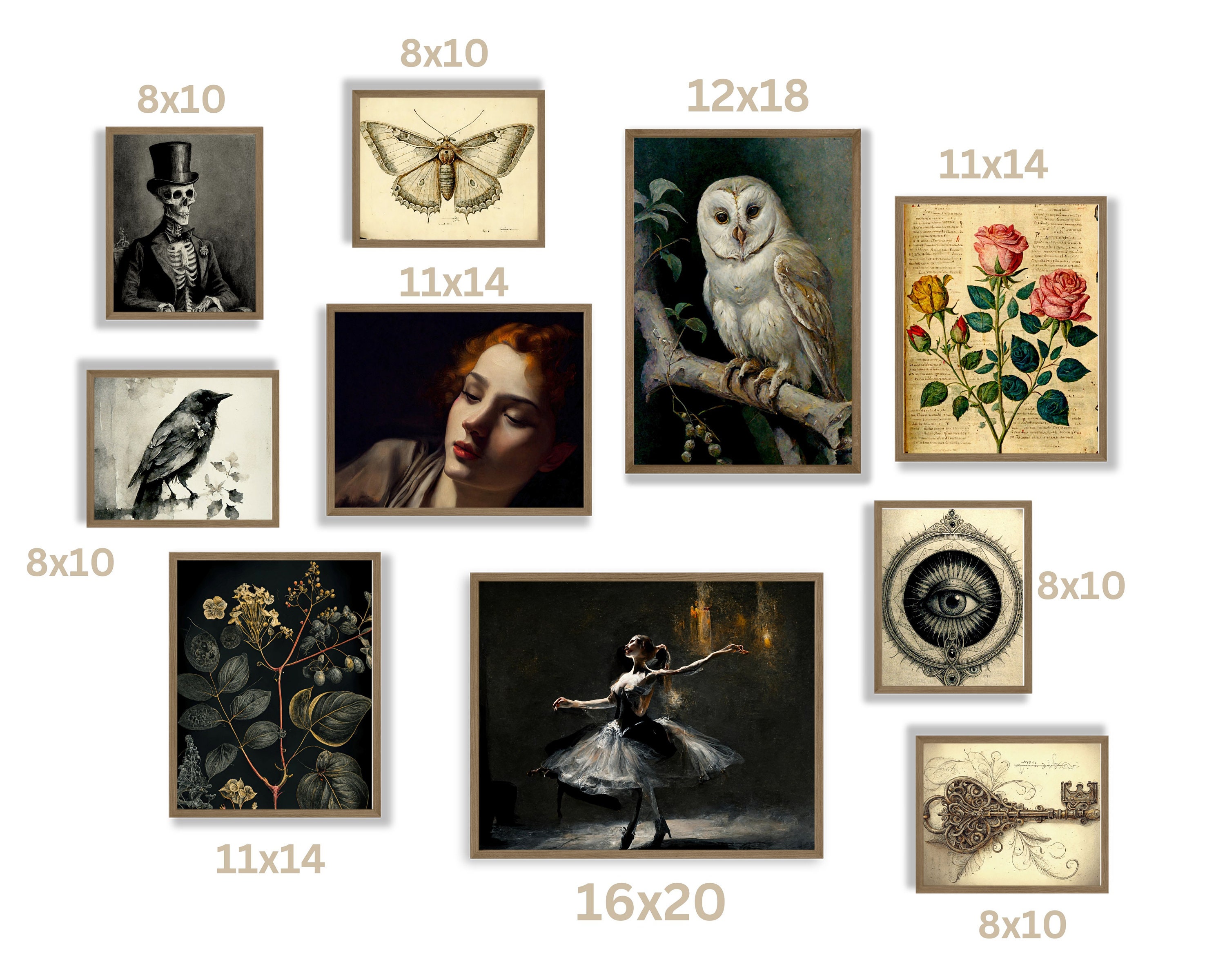 Dark Academia Art Prints: Gothic Cottagecore Gallery Wall Set - Etsy