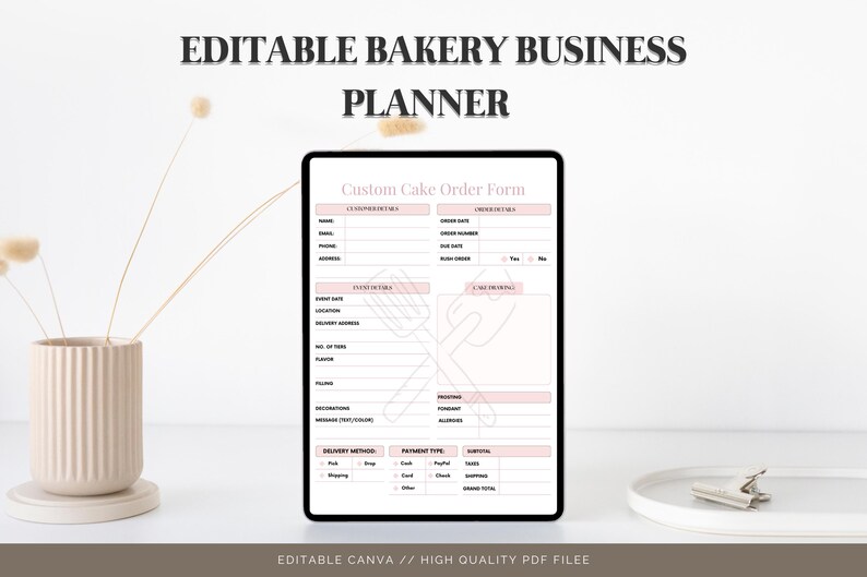 Editable Bakery Business Canva Template| Invoice Template, Cake Order ...