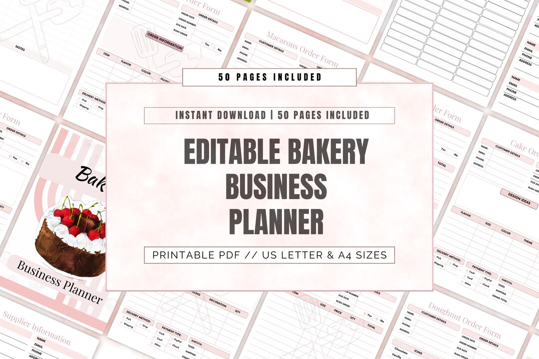 Editable Bakery Business Canva Template| Invoice Template, Cake Order ...