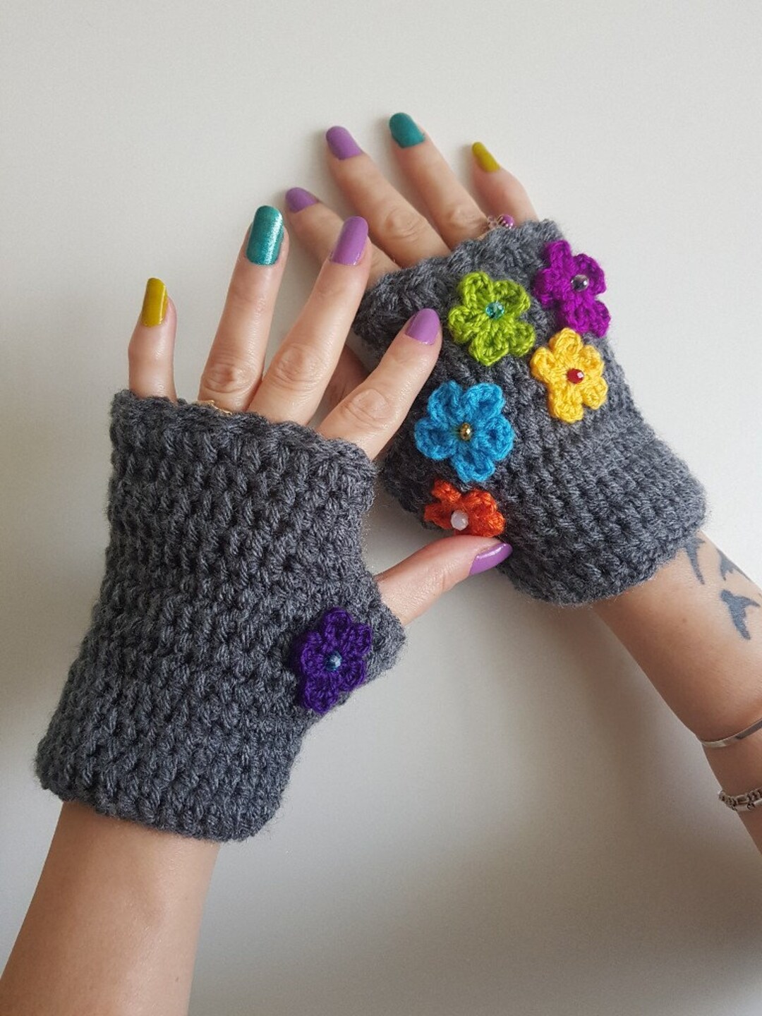 Colorful Floral Mittens/cute Colorful Gloves/antiallergic/ Writing ...