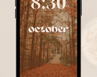 Autumn iPhone Wallpaper – Fall Leaves Digital Download