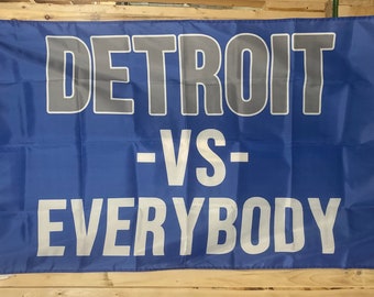 Detroit Vs Everybody Football Flag FREE USA SHIP Detroit Lions Super Bowl Coach Campbell Tailgate Man Cave Nfl Beer 3x5&#39; Sign Poster