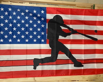Panneau Drapeau Américain Avec Motif Baseball - 3x5 Pieds - Livraison Gratuite - Dionysas
