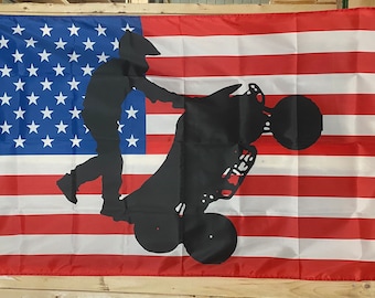 Sport Quad Flag FREE USA SHIP Braaap Beer Ride Atv Off-Road 4 wheeler Race Dirt Fun Save America 3x5&#39; Sign Poster Single