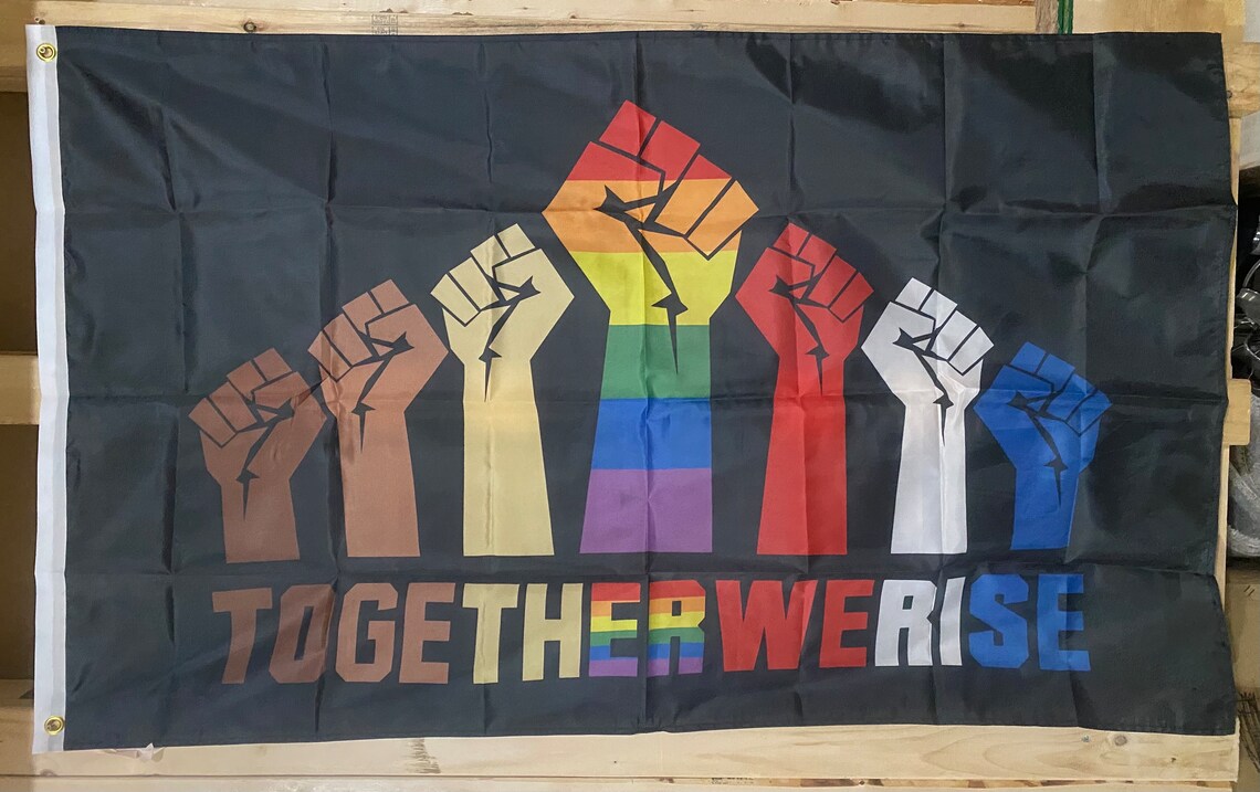 We Love Rights Equality Flag FREE SHIP Together We Rise Black Lives Matter Human ...
