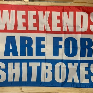 Racing Flag FREE SHIP Weekends Are For Shitboxes Man Cave Beer NASCAR Outlaws Sprint Cars Beer America Sign Poster Usa 3x5’ Single Side