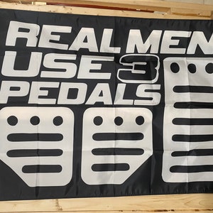 Racing Flag FREE SHIP Real Men Use 3 Pedals Clutch Nascar Sprint Car Outlaws All-Star Race Sport Republican Sign Poster Usa 3x5’ Single Side